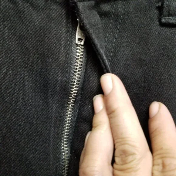 Nasty Gal Jeans Womens 8 Black Organic Cotton High Wide Leg Frayed Crop *Read* - Picture 4 of 16